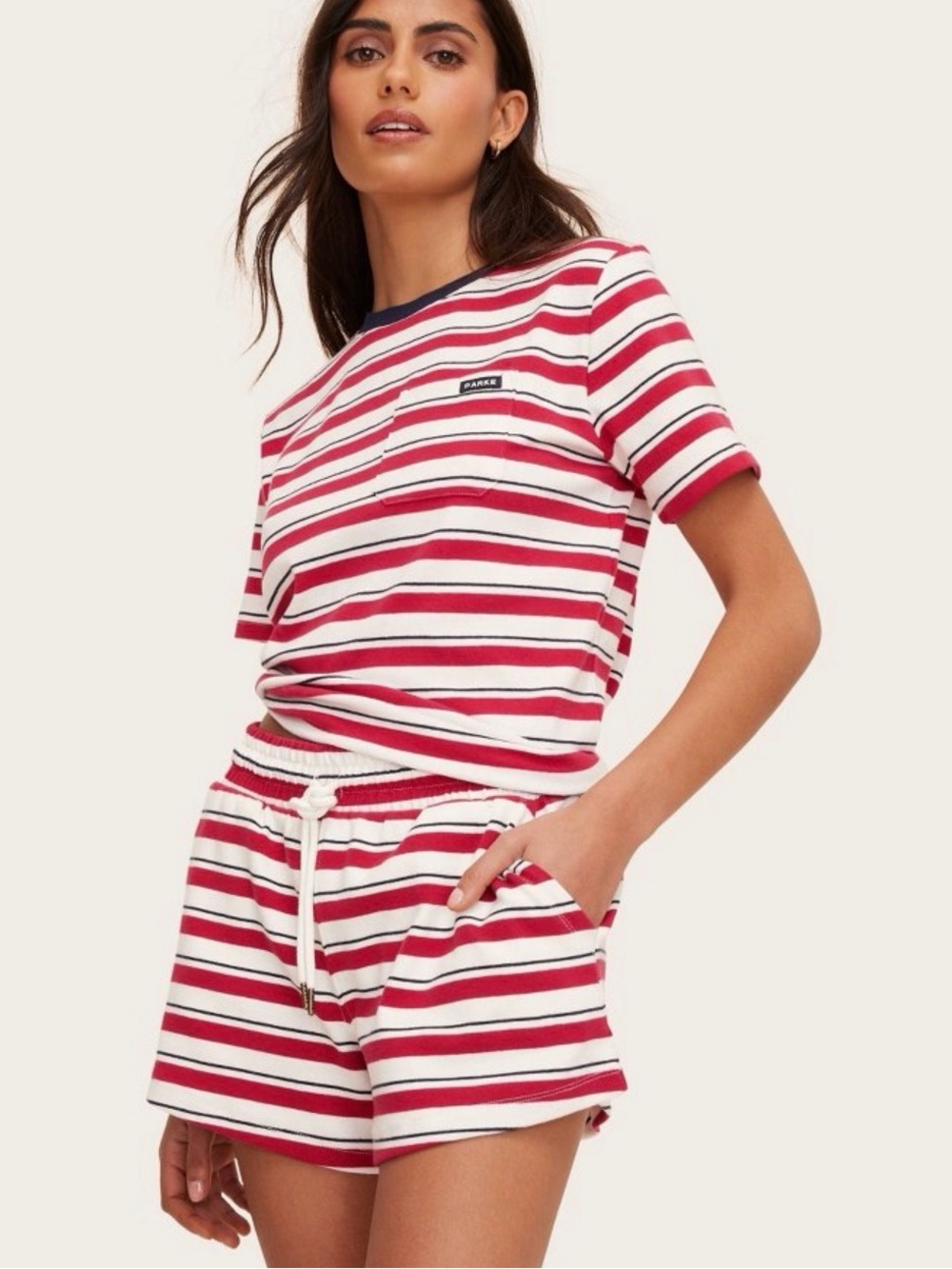 Parke X Target Striped Red & White Shorts/Shirt Matching Set - Medium